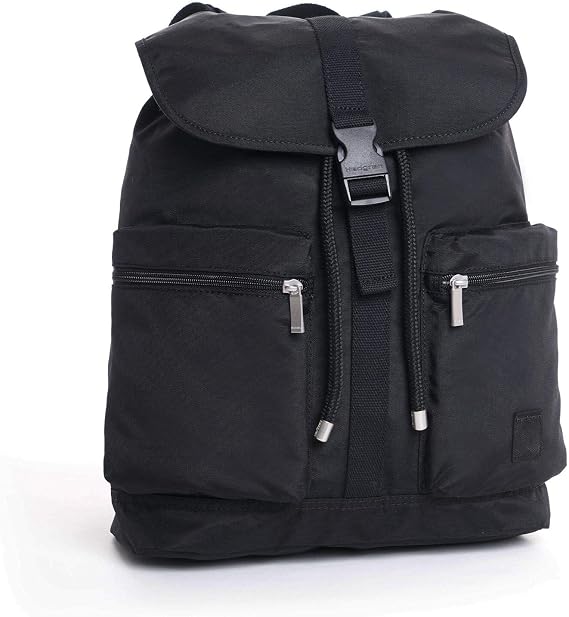 Hedgren Daybreak Sunrise Bucket Style Backpack, Flap Drawstring Close, Black