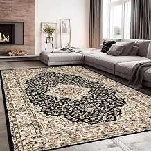 Rugs Inn Rome Rugs for Bedroom and Sitting Room - Super Soft Vintage Design Heavy Weight Anti Skid Large Traditional Area Rugs for Living Room TV Lounge Kitchen Carpet (Black, 160 x 230 cm)