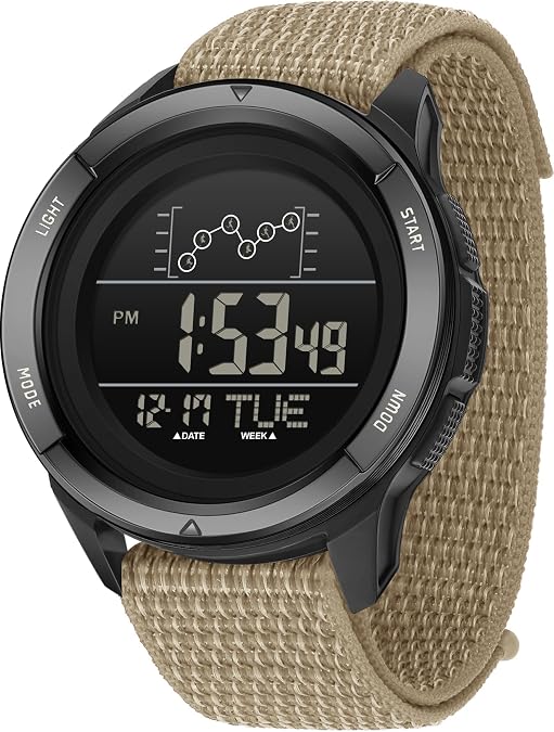 findtime Military Watches for Men Tactical Digital Sport Watch Waterproof Army Outdoor Nylon Strap Electronic Mens Watch LED Luminous Alarm Stopwatch Relojes para Hombres