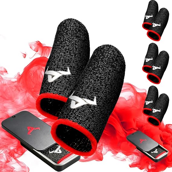 6 Pack Finger Sleeves for Gaming,Thumb Sleeves for Mobile Gaming,Anti Sweat,Ultra Thin,0.15mm Silver Fiber,Suitable for Most Gamers,Gaming Finger Gloves for PUBG COD Dedales Gamer,Covers