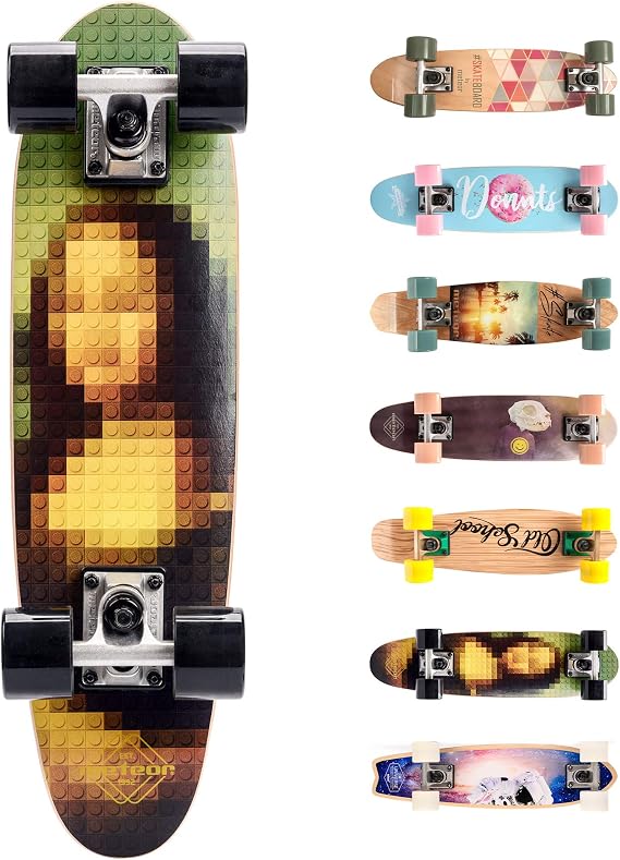 Skateboard Retro 56 cm / 22 in Mini Cruiser Plastic Board Perfect Complete Board Vintage Skateboards Perfect Kids Boys Girls