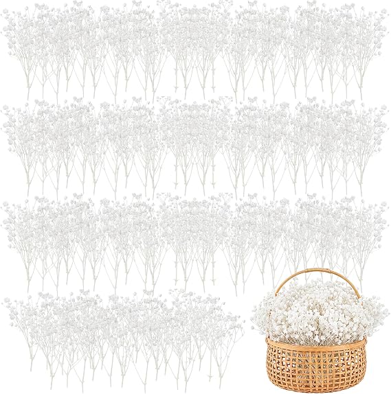 Fumete 100 Pcs White Mini Dried Babys Breath Flower DIY Craft Gift | Babys Breath Bulk, Natural Gypsophila Bouquet for Wedding, Baby Shower, Flower Wreath, Home Vase Decor, Card Making, 2-4 Inch