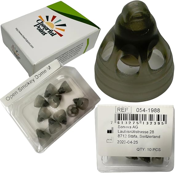 Phonak Open Smokey Domes Medium Size (M) (054-1988) -10 Pack Compatible with Marvel, Paradise, Lumity RIC Devices Original Phonak Replacement Tips
