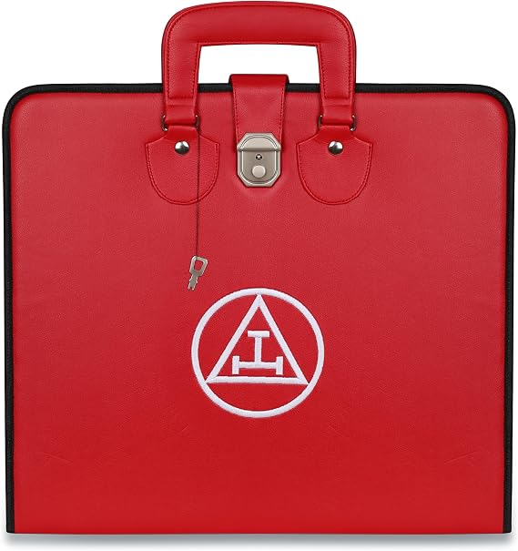 SialkotCrafts ROYAL ARCH CHAPTER APRON CASE - RED IMITATION LEATHER MM, WM, PROVINCIAL