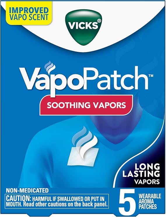 Vicks VapoPatch, Wearable Mess-Free Aroma Patch, Soothing & Comforting Non-Medicated Vicks Vapors, for Adults & Children Ages 6+, 5ct