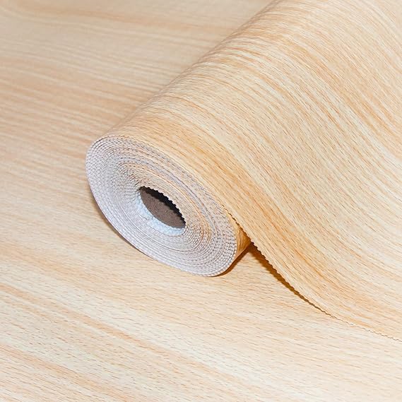 Drawer Shelf Liner for Kitchen Cabinets Non-Adhesive, Woodgrain Shelf Liner Size 12 in x 10 FT Beige & Brown, Easy Install, 2 Items Bundle