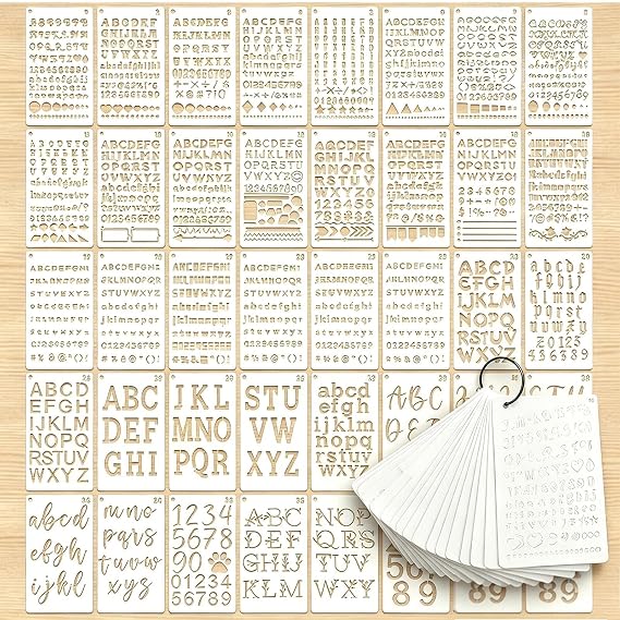 40 Pieces Letter Stencils, Reusable Letter and Number Templates for Painting, Textiles, Clipboard, Splash Painting (4 x 7 inches)