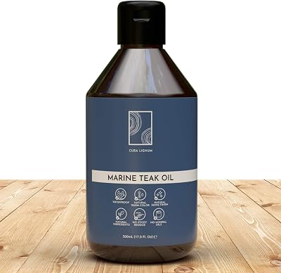 Marine Teak Oil - Vegan Wood Sealer, Conditioner & Protector For Boats - Easy To Apply, Non-Toxic Teak Cleaner For Long-Lasting Shiny Finish In Indoor & Outdoor Wooden Furniture - 500ml