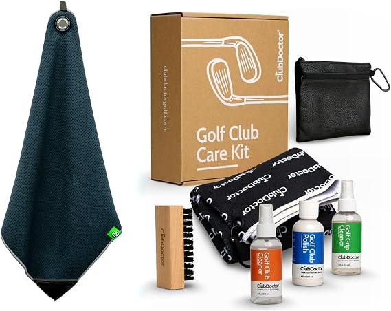 Club Doctor Golf Club Care Kit + Scrub Doctor Golf Towel w/Built-in Scrub Brush and Magnet