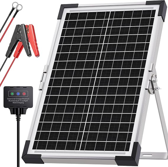 7.5W Solar Battery Maintainer & Trickle Charger, 12V Waterproof Panel with IP68 Smart Controller, Overcharge & Reverse Protection for Car, Automobile, Boat, RV, Motorcycle, Marine, Trailer