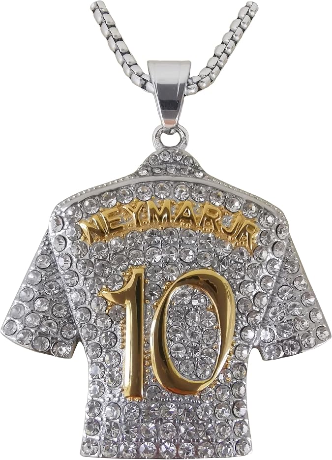 Silver-plated #10 Soccer Jersey Number 10 Necklace | No.10 Football Star Necklace Chain | Brazil 10 Jersey Hip Hop Pendant for Men Women 24