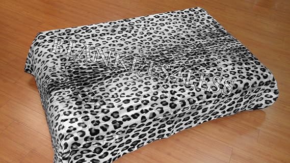 Solaron Leopard Print Grey and Black Mink Blanket (Queen)