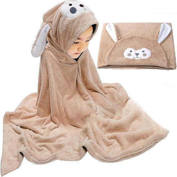 Visen Premium Hooded Towel for Kids, Kids Bath Towel, 28 x 55 Inch, Brown
