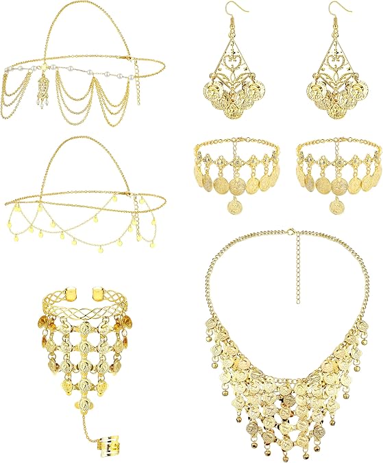 Besteel 6 Pcs Belly Dance Jewelry Set for Women Indian Style Accessories