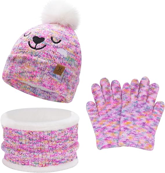 FZ FANTASTIC ZONE Kids Toddlers Winter Beanie Hats Gloves Scarf Warm Set