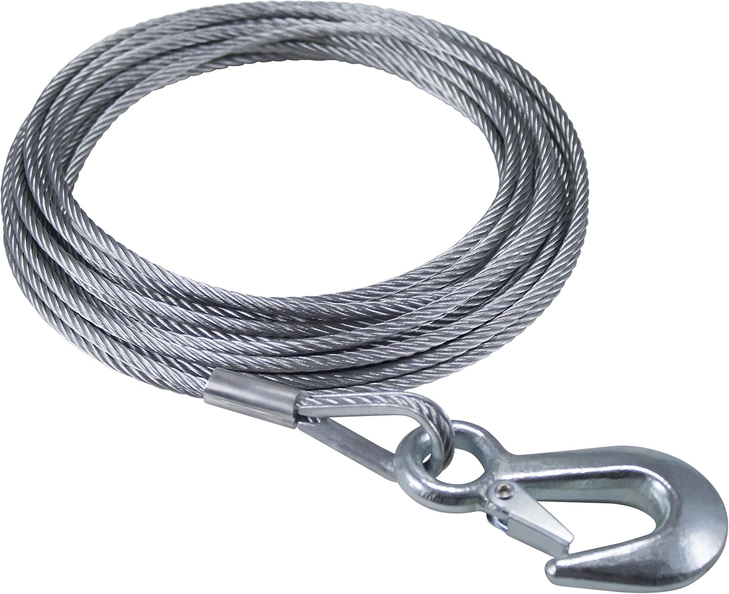 GOLDENROD Dutton-Lainson Company 6210 316 x 25 Winch Cable with Hook - 7 x 19 Galvanized Aircraft Cable for Safe Working Loads - Flexible, High Strength, Marine-Grade for Boat Trailer Winches