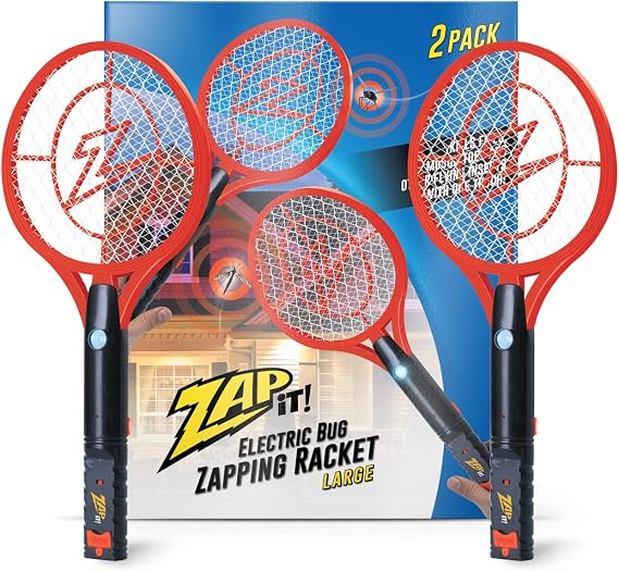 ZAP IT! Bug Zapper Rechargeable Bug Zapper Racket, 4,000 Volt, USB Charging Cable, 2 Pack