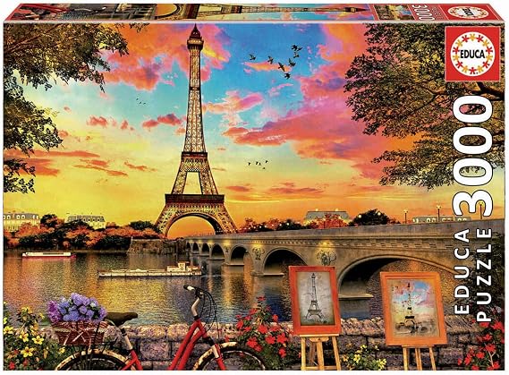 Educa - Sunset in Paris - 3000 Piece Jigsaw Puzzle - Puzzle Glue Included - Completed Image Measures 47.25" x 33.5" - Ages 14+ (17675)