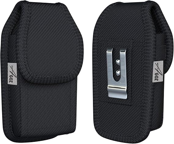 Agoz Carrying Case For Motorola Moto E6, Moto E4 Plus, Moto E5, Moto E5 Plus, Moto E5 Play, Moto E5 Cruise HEAVY DUTY RUGGED Canvas Vertical Holster Pouch Cover with Strong Metal Clip Belt Loops