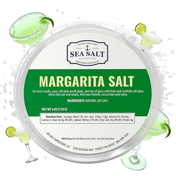 Sea Salt Superstore Margarita Salt, Cocktail Garnishing Salt, 6 oz Tub