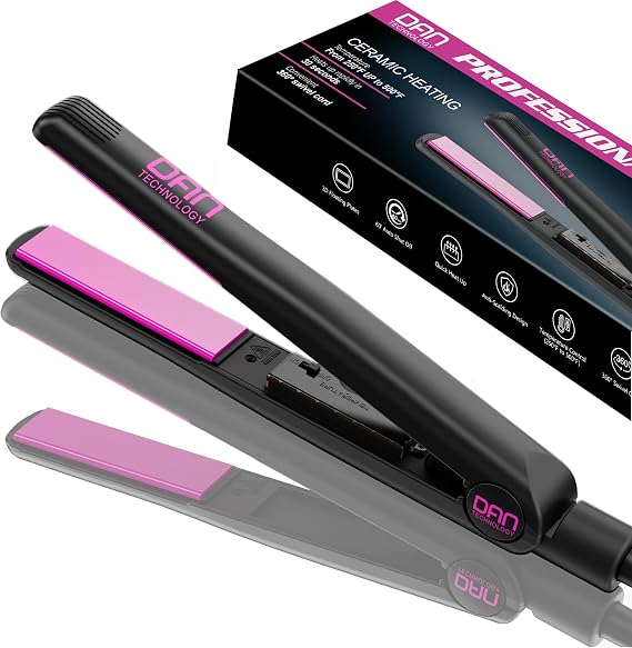 DAN Technology 1 inch Ceramic Flat Iron, 500 degree Adjustable Temperature Hair Straightener, Fast Heating, Dual Voltage, Professional Hair Iron Straightener for Thick Hair