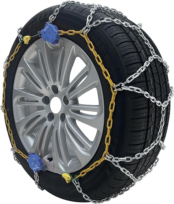 OakTen Set of 2 Passenger Car Snow Chains with Tensioner fits Tire Size 165/65R15 175/60R15 185/55R15 195/50R15 205/40R16