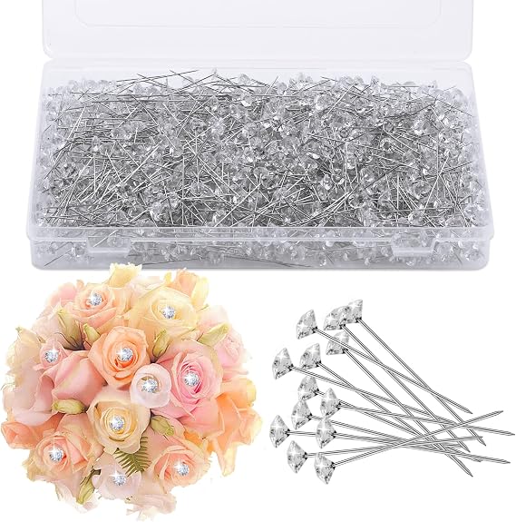 1000 Pcs Corsage Floral Pins 2 Inch Flower Diamond Pins for Bouquets