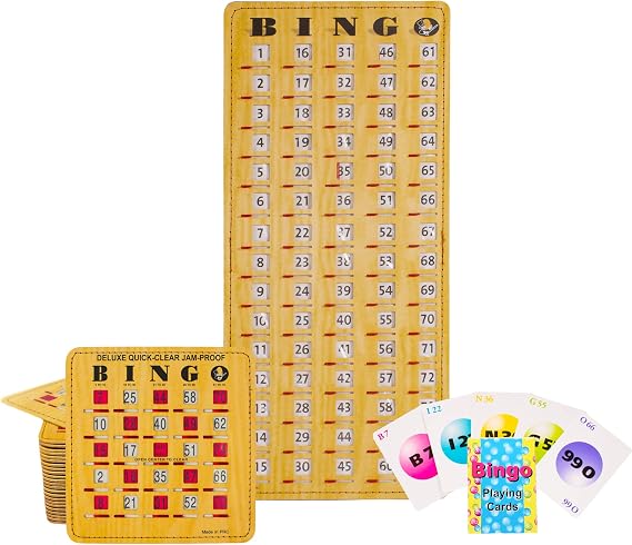 MR CHIPS Jam-Proof Bingo Cards with Sliding Windows, 25 Reusable Shutter Cards, 75 Calling 1 Master Board