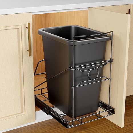 Under Cabinet Trash Can Pull Out Kit, Fits Most 711 Gallon Bins, Black