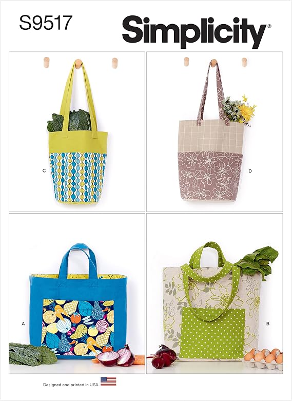 Simplicity S9517 Reusable Tote Bag Sewing Pattern, One Size