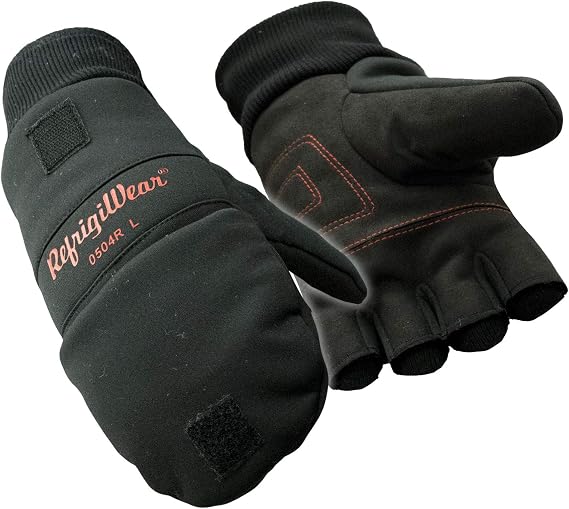 RefrigiWear Unisex Softshell Convertible Mitt Insulated Cold Weather Gloves, Comfort Rating -10F, Reinforced Palm Fleece