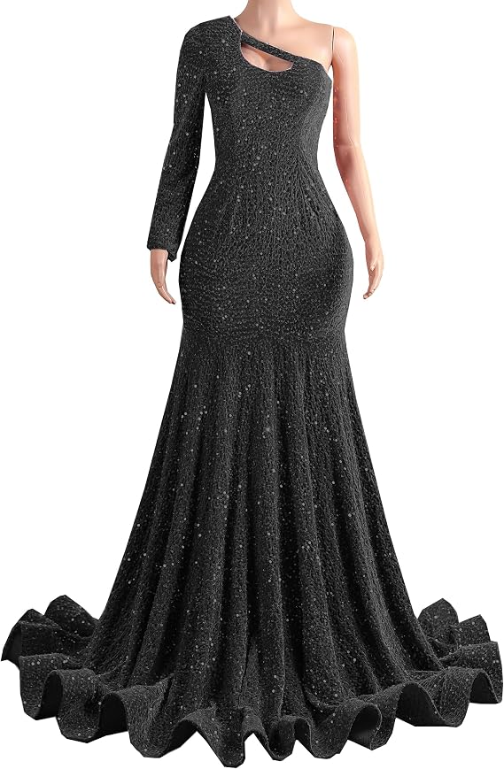 Prom Dress One Shoulder Sequin Mermaid Formal Evening Party Dress