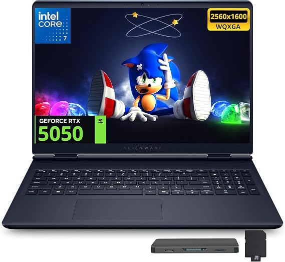 Dell Alienware Aurora 16 16" WQXGA 120Hz Gaming Laptop, Intel Core 7 240H, 16GB DDR5, 2TB Storage(1TB SSD+1TB Docking Station Set), GeForce RTX 5050 8GB GDDR7, Backlit Keyboard, Win 11 Pro, Indigo