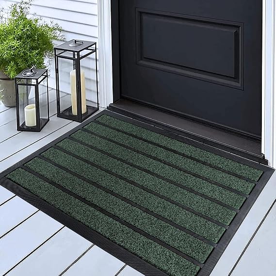 ubdyo Extra Durable Door Mat Outside Entrance (30" x 17", Bright Green) | Dirt Trapping, Non-Slip Backing, Indoor or Outdoor Use, Welcome Mat, Low Profile, Natural Rubber, Stain Fade Resistant