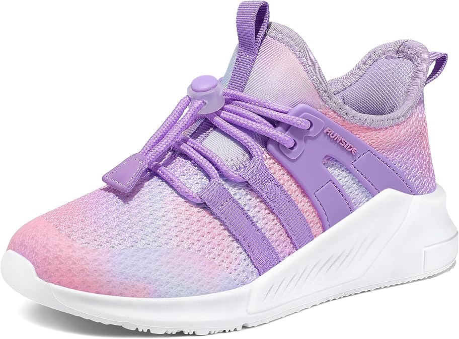 RUNSIDE Girls Lightweight Lace-up Gradient Running Sneakers