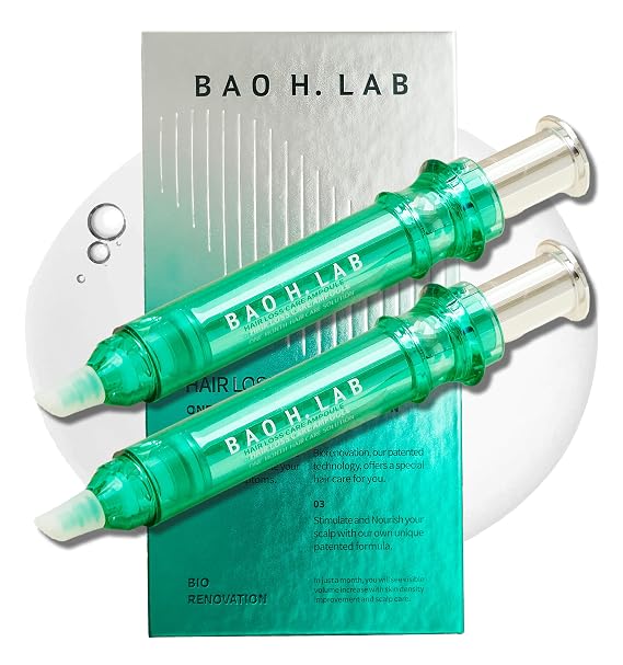 BAO_H.LAB Hair Loss Care Ampoule for Hair Thinning & Shedding, Healthier Scalp & Thicker Fuller Looking Hair in One Month Hair Care Solution, Non-oily Non-greasy 2 Ampoules in One Pack Korean Haircare