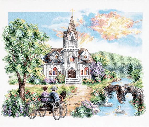 Dimensions Needlecrafts Stamped Cross Stitch, Country Church