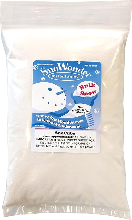 SnoWonder Instant Snow Fake Artificial Snow, Also Great for Making Cloud Slime (180 Gallons)