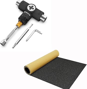Multi-Function Skatboard Tool and Grip Tape Sandpaper Sheet