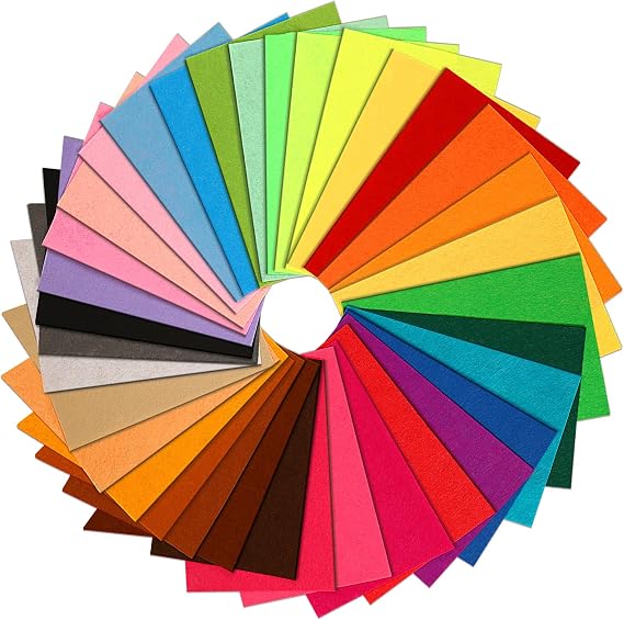 60pcs Felt Fabric Sheets, Coloured Felt, 40 Assorted Coloured 30 x 20 cm Felt Sheets Textile Fuzzy Fabrics DIY Craftwork