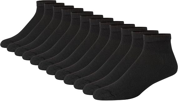 Hanes Men's Double Tough Socks, Crew and Ankle Moisturing Wicking Socks, Black & White, Multi-Packs