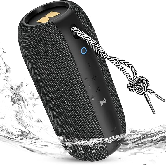 Monster S320 Portable Bluetooth Speaker,360Stereo Surround Sound Effect, IPX7 Waterproof Speaker,32 Hours of Extra Long Playback Time, for Home Outdoor,Gold Black