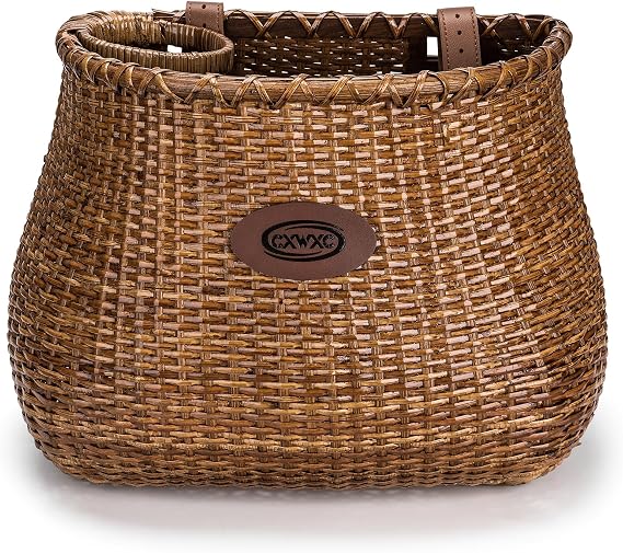 CXWXC Bike Basket - Handmade Rattan Bike Baskets for Girls Women
