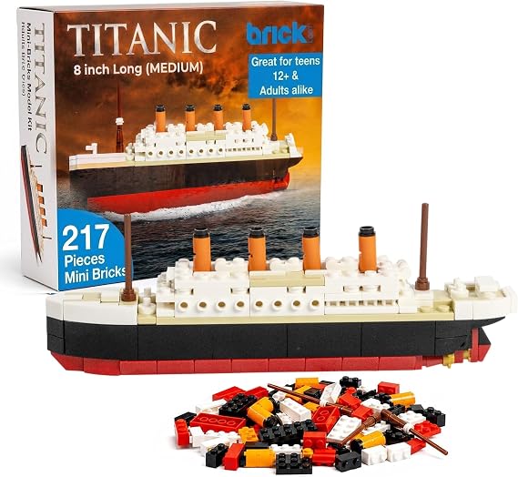Brick Loot Titanic Micro Building Blocks Medium Set - 217 Piece Mini Bricks Ship Model Kit DIY 3D Puzzles for Adults & Kids STEM Educational Toys Collectible Displays History and Ship Lovers Gifts