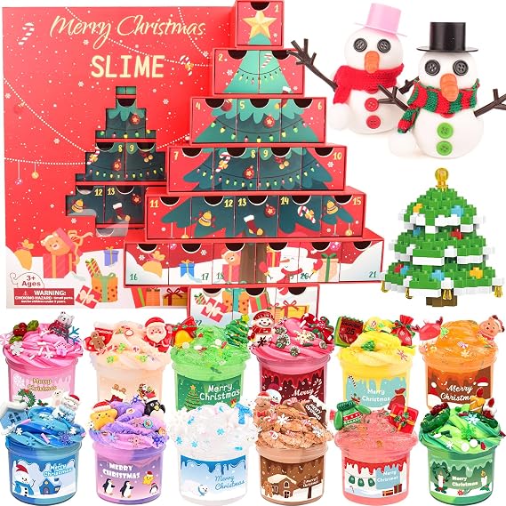 12 Pack Christmas Slime Kit, Cloud Butter & Clear Slimes, Stocking Fillers Kids, Party Favors, Toys for Girls Boys Ages 8-12, Goodie Bag Stuffers,9-10 Year Old Girls Birthday Gift Ideas Cute Stuff