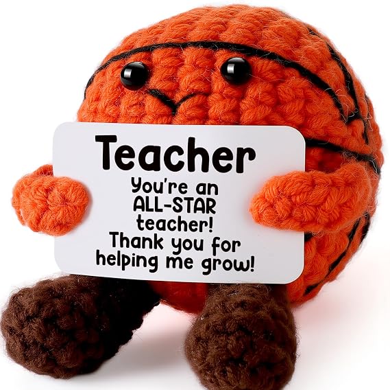 Basketball Teacher Appreciation Gifts from Student - Thank You Teacher's Day Retirement Back to School End of Year Graduation Gift for Women Men Coach Mentor - Handmade Crochet Basketball