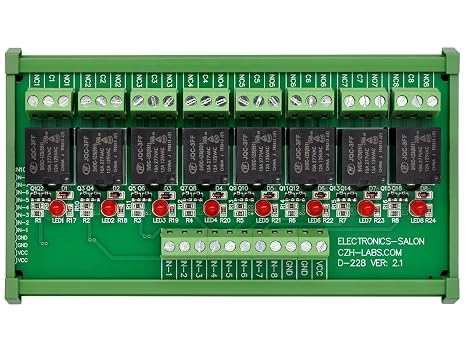 Electronics-Salon DIN Rail Mount 8 SPDT Power Relay Interface Module. (Operating Voltage: DC 5V)