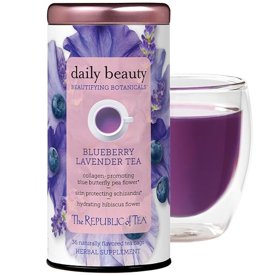 The Republic of Tea - Beautifying Botanicals Daily Beauty Blueberry Lavender Herbal Tea Bags(36 count)