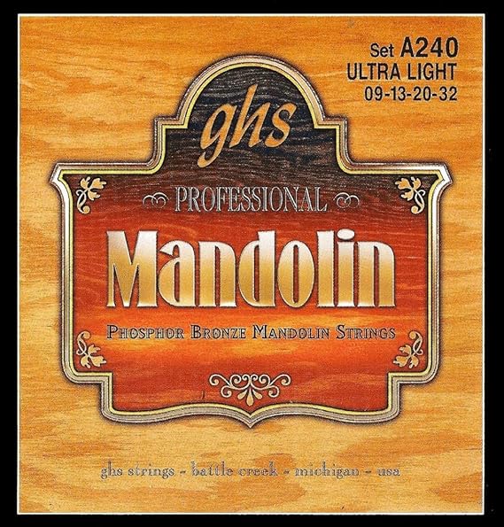 GHS Strings - Mandolin Strings - Phosphor Bronze - Loop End - Ultra Light Gauge - 009-032 - Model: A240 SET