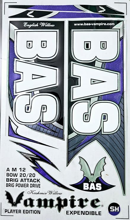 AYN Cricket Bat Sticker 3D Embossed English Willow Fiber Tape Sports Accessories Protection, BASV Ampire Purple